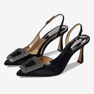 Badgley Mischka Black Heels with Silver Embellishments